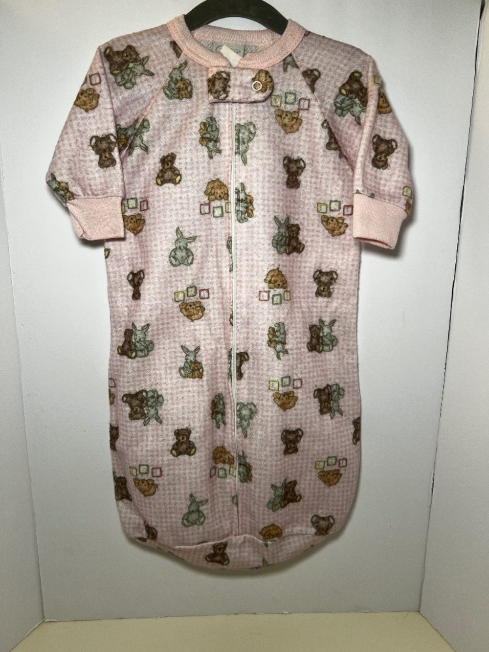 Vintage Carters Pink Gingham Sleep Sack Bear Bunny Puppy Coquette Cottagecore OS